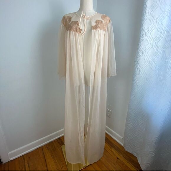 Vintage Deene Lingerie Sheer Kimono Maxi Duster Robe Fairy Whimsi Wicked Medium - Picture 9 of 15